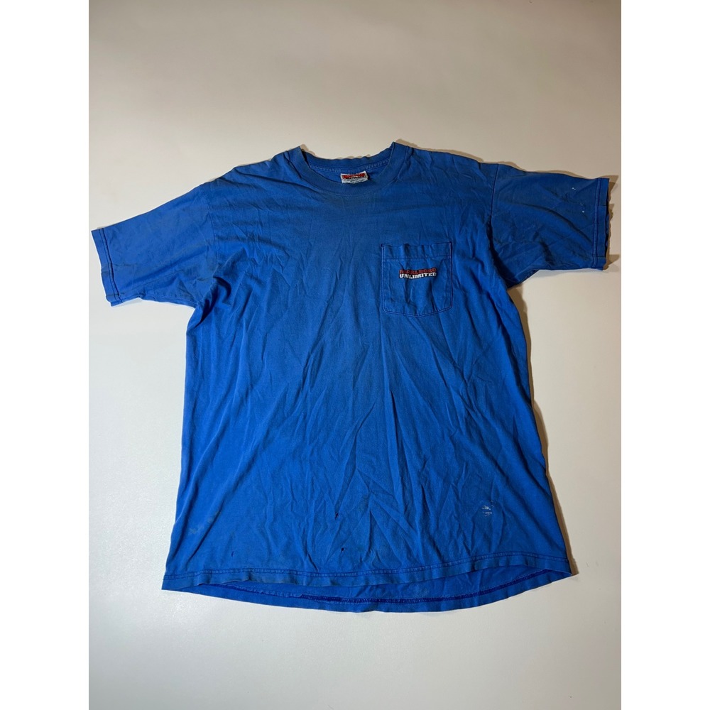 Marlboro T-Shirt Mens OSFA Blue Fair Vintage Wolf Moon Pocket Distressed 90s USA